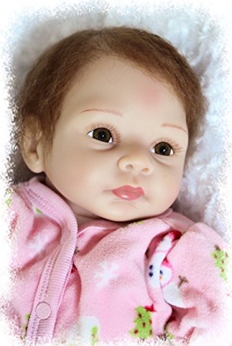 Nicery Reborn Baby Doll Soft Silicone 22inch 55cm Magnetic Mouth Lovely Lifelike Cute Boy Girl Toy Pink Snowman A3UK