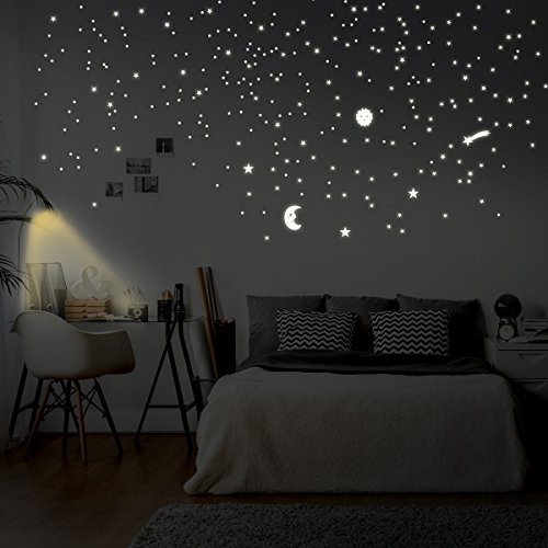 Wandkings Sonne, Mond und Sterne, 161 Sticker für Sternenhimmel, extra starke Leuchtkraft, Wandsticker Leuchtaufkleber, Fluoreszierend und im Dunkeln leuchtend - 3