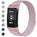Produktbild Vancle Armband Kompatibel für Fitbit Charge 3, Milanese Loop Edelstahl Verstellbare Ersatz Armbänder mit Magnetverschluss für Fitbit Charge 3 Damen (03 Rose Pink, Small)