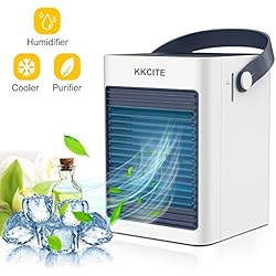 KKCITE portatif Climatiseur, personnel 3 en 1 mini climatiseur, purificateur d'humidificateur et ventilateur de refroidissement de bureau évaporatif, ventilateur de table de refroidisseur d'air (01-2)