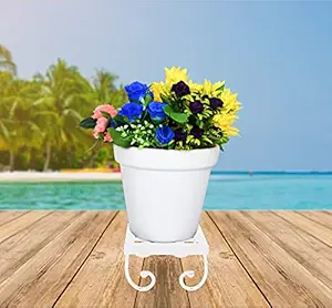 HINS White Iron Metal Planter Stand For Bulky & Heavy Planter Set of For Indoor & Outdoor Gardening (1) I Plant Stands For Indoor Balcony I Plant Bench I Plant Stands I Pot Stand Single I Potted Plant Stand I Big Pots I Metal Plant Stand I Tall Outdoor Planter I Metal Casters I Large Plant Stand I Pot Stands For Garden I Indoor Plants Stand I Iron Plant Stand I Terrace Garden Stand I Garden Rack I Iron Stand For Pots I Pots Stand I Indoor Planter With Stand