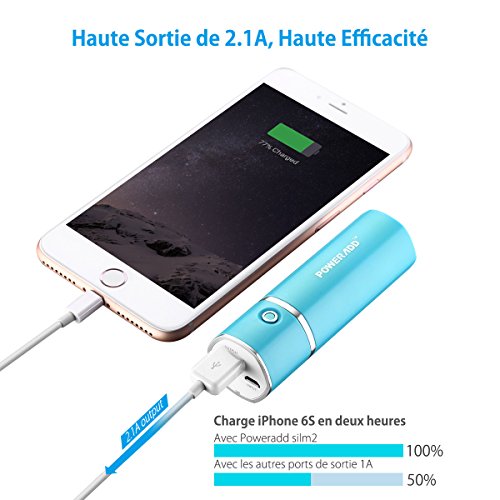 Poweradd Slim2 5000mAh Chargeur Portable Batterie de Secours Externe Apple Adapteurs Non Inclus  pour iphone 7  iphone 7 plus  samsung S7 et D   autre
