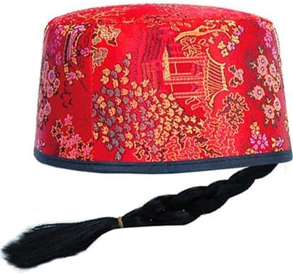 Oriental Mandarin Hat with Pigtail