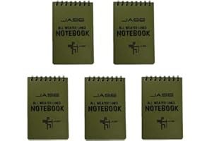 RETON 5 Pack Wasserdichtes Allwetter-Notizbuch/Notizblock für Aktivitäten im Freien, Record und Tactical, Taschenformat (Grün)