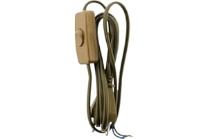 Zenitech - Cordon avec Interrupteur pour Luminaire - Remplacement de Câble d'Alimentation - Longueur 1,5m - Conforme aux Normes de Sécurité - Or - 1,5m