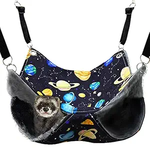FULUE Ferret Rat Hammock Bed Nation Cage Accessories Kit Set Staff House and Hideouts Cave for Guinea Pig Ferret 13.8inch
