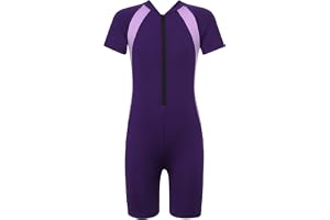 ranrann Barn flickor kortärmad baddräkt 1 del anti-UV UPF 50+ dragkedja lekhage surfing simning strand utslagsskydd 6–16 år