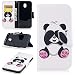 Produktbild Samsung Galaxy J3 2017 DUOS Hülle Leder Flip Case Niedlich Panda Muster, Samsung J330 Galaxy J3 2017 DUOS Lederhülle Protective Cover Ledertasche Handyhülle Wallet Brieftasche Tasche Schutzhülle mit Kartenfach Standfunktion, Schwarz Augen