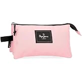 Pepe Jeans Aris Colorful Triple Pencil Case Pink 22x12x5cm Polyester by Joumma Bags