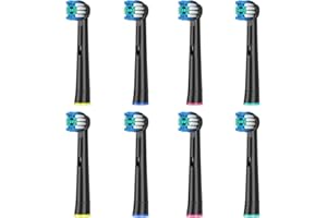 Rebeool Testine compatibile con Braun Oral B Vitality Pro, Smart 4 4500, Pro 3 3500, Vitality 100, Genius X, 8 Pezz Ricambi Testine per Oral B Spazzolino Elettrico, Nere
