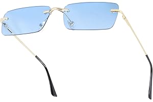 besbomig Randlose Sonnenbrille Damen Herren Retro Rahmenlose Brille für Festival Rave Outfit Fasching 90er Jahre Party Brillen Modebrille Hippie Kostümzubehör