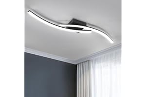 EIDEARAY LED Ceiling Light,Modern Curved Design Geometric LED Ceiling Lights,Cool White 6000k Metal Ceiling Lighting Fixture for Hallway Bedrooms Living Rooms Kitchen Office 22W 80CM(Black)