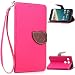 Produktbild Google Nexus 5X Lederoptik PU Leder Hülle (Frei 2 in 1 Ball Touch Pen) Natur Blatt Etui Magnetverschluss Stil PU-Leder Brieftasche [Standfunktion] Deckel Klapptasche Schale Flip Foliant Schützende Haut Hüllen Mit Wallet Kartenfach Magnetverschluss Standfunktion Handytasche Taljereep Lanyard Strap Tragen Folio Tasche Schutzhülle(Rosa Color)