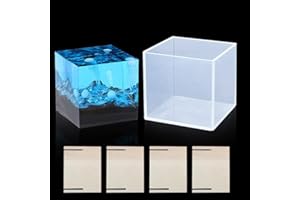 FineInno 8.5cm Moule Resine Carrée Cube Resin Mold Moule Silicone Grand et Profond Artisanat Moulage Coulée pour DIY Micro Paysage Savon Bougie