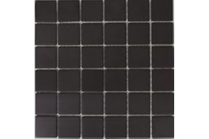 MOSANI MOS14B-0303-R10 Carrelage mosaïque en céramique noir mat non émaillé pour receveur de douche ou salle de bain