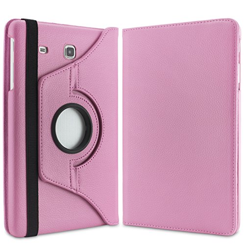 Infiland Samsung Galaxy Tab E 9.6 Hülle Case – PU Ledertasche lederhülle 360° Drehbarer Stand Cover Case Schutzhülle Tasche Etui für Samsung Galaxy Tab E T560N / T561N 24,3 cm (9,6 Zoll) Tablet-PC(Rosa) - 2