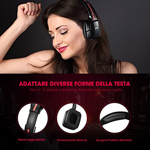Cuffie Gaming Stereo Mpow 3.5mm Multi-Platform, Cuffie da Gioco Controllo Microfono / Altoparlante In-Cavo, Paraorecchie Proteici Morbidi, con Spina Audio e Spina USB, per PC, Tablet, Laptop, iPad, Smartphone, Xbox One
