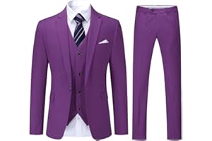 YOUTHUP Abito da Uomo 3 Pezzi Suit Slim Fit Business Wedding Abiti per Uomo Giacca e Gilet e Pantaloni
