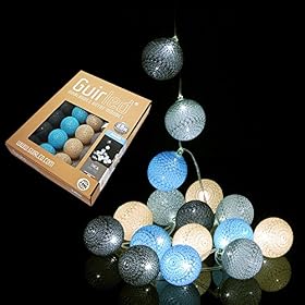 GuirLED – Guirlande lumineuse boules coton LED USB – Chargeur double USB 2A inclus – 3 intensités