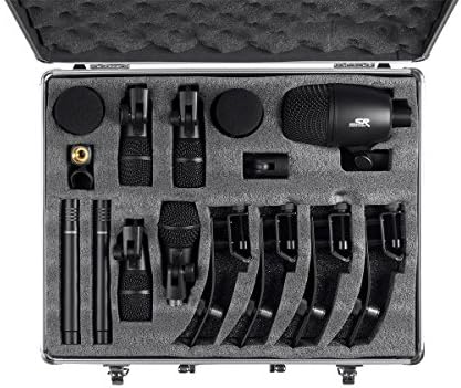 Stage Right Monoprice 7-Piece Drum and Instrument Mic Kit, With Mounts and Case, Balanced XLR Connections Series