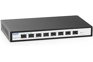YuLinca Commutateur géré 8 Ports 10 Gbit/s SFP+, Prend en Charge Le Module SFP 1G/2.5G/10G, Bande passante 160 Gbit/s, Ordinateur de Bureau | Commutateur à Fibre gérée sans Ventilateur en métal Mural