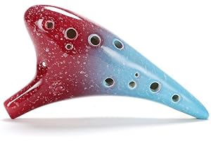 TAMUME Handcrafted Galaxy Pattern Ceramic Ocarina from Zelda 12 Hole Alto C Ocarinas with Protective Bag, Neck String and Music Sheet (Pink and Purple)