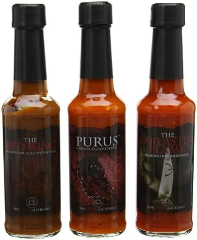 The Chilli Alchemist The Red King  Purus  The Everlasting Flame chilli sauce box set