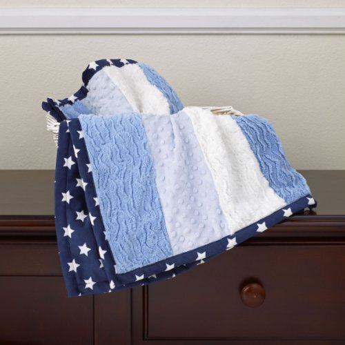 Kids Line Luxury Sherpa Blanket (Blue Stars)