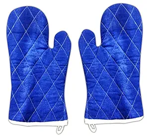 Miyanbazaz Textiles 100% Cotton Microwave Oven Pad Heat Proof Hand Gloves in Set of 2