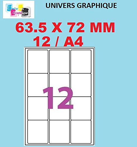 UNIVERS GRAPHIQUE - Lote de 1200 etiquetas adhesivas blancas personalizables para direcciones de 63 5 x 72 mm 1200 etiquetas autoadhesivas 63 5 x 72 mm 100 hojas de 12 etiquetas para impresora de inyecci n de tinta e impresi n l ser Aptas para su uso en Word ref UGEA012- l7164 reviews UNIVERS GRAPHIQUE - Lote de 1200 etiquetas adhesivas blancas personalizables para direcciones de 63 5 x 72 mm 1200 etiquetas autoadhesivas 63 5 x 72 mm 100 hojas de 12 etiquetas para impresora de inyecci n de tinta e impresi n l ser Aptas para su uso en Word ref UGEA012- l7164