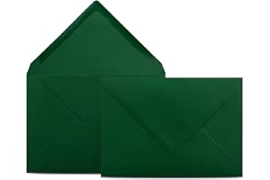 ‎COLOURS 4-YOU BY GLÜXX-AGENT 50 Briefumschläge DIN C6 Dunkelgrün Grün - 11,4 x 16,2 cm - Kuverts mit 80 g/m² Nassklebung spitze Klappe - Umschläge ohne Fenster - Colours-4-you
