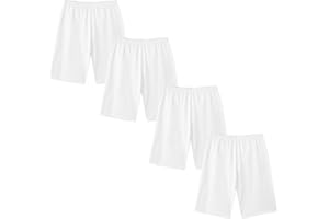 WinZero Girls Cycling Shorts Girl's Cotton Over Knee Half Length School PE Dance Summer Shorts for Kids 5-12 Years 4 Pack