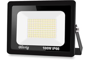 Blivrig Foco LED Exterior 100W 10000LM, Blanco Frío 6000K, Proyector Impermeable IP66 Para Jardín, Patio, Parque, Garaje