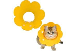 JEYORZY Collier de Protection Doux pour Chats - Anti-Morsure - Collerette - Taille S - Jaune - Felt - Ajustement Personnalisé - Protège les Animaux pendant la Récupération Chirurgicale