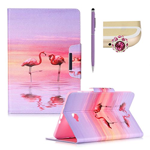 für Samsung Galaxy Tab A 10.1 Hülle Leder Sonnenuntergang Muster,SKYXD [Auto Schlaf/Wach Funktion] PU Folio Klappbar Schutzhülle [Standfunktion/Brieftasche Kartenfach/Magnet] Klapphülle mit [Krone Handyanhänger + Eingabestift] 3 in 1 Zubehör Handy Tasche Etui for Samsung Galaxy Tab A 10.1 Zoll T580N T585N Bookstyle Flip Case Leather Cover With [Stylus and Dust Plug]
