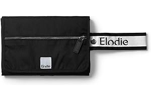 Elodie Details Matelas à Langer de Voyage Pochette Imperméable (2 langes en tissu éponge inclus) - Off Black, Noir