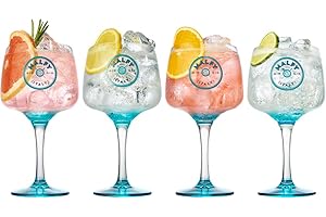 GENERIC Set 4 Bicchieri MALFY Gin ORIGINALI - Gin Italiano Mediterraneo, Pompelmo Rosa, Arancia Rossa, Limone Amalfi - Bicchiere ufficiale Goblet Glasses