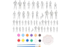 CHEVVY 100Pcs Modelos de Personajes en Plástico de Realidad a Escala 1:50 y 1:75 Miniaturas de Personas Blancas Sin Pintar con Pinturas y Pinceles Modelos de Personajes para Escenas en Miniatura