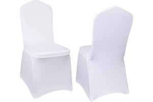 Kapwall 50 PCS White Chair Covers, Spandex Stretch Washable Chair Covers for Wedding,Party and Banquet