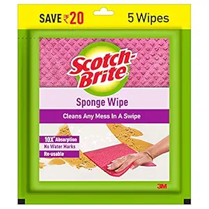 Scotch-Brite Sponge Wipe, Pack of 5 (Color and Print May Vary)