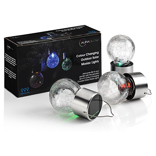 Solalux Set von 3 solarbetriebenen LED-Hängeleuchten mit für den Garten Mosaikkugel – Farbänderung - 3