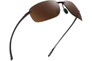 Jim Halo Polarized Sunglasses Men TR90 Rimless Frame, Sports Wrap Around Sunglasses for Running Baseball Fishing Cycling Driving