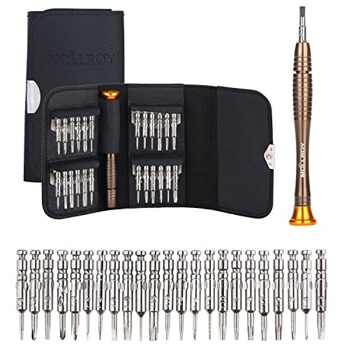 Cymuros Das neueste Design Mini Schraubendreher Set 25-teilig Werkzeugset für PC, Brillen, Handy, Laptop (Schlitz, Kreuzschlitz, Torx) in Lederetui . Geschenk：Anti-Static Wrist Strap ，Plus / Entmagnetisieren Magnetic (28en1) - 3