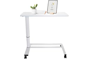 ‎HJH OFFICE hjh OFFICE 830054 Sitz-Stehtisch höhenverstellbar Stand II Weiß Beistelltisch mit Gasfeder & Rollen, Höhe bis 107 cm