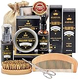 Beard Kit for Men Grooming & Care W/Beard Shampoo Oil Balm Comb Brush Scissor
