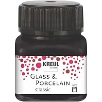 KREUL 16202 - Vetro e porcellana giallo sole trasparente, in barattolo da 20 ml, vernice trasparente a base d'acqua per vetro e porcellana, ad asciugatura rapida, trasparente come il vetro