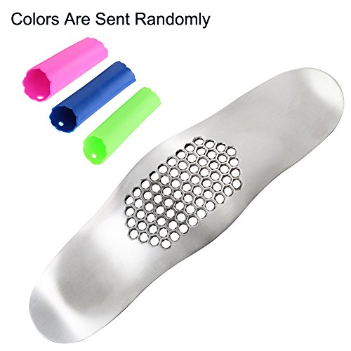 DCOU Knoblauchpresse, Knoblauchwippe in Metallbauweise, aus Edelstahl, solide und ergonomisch, mit Knoblauchschäler - 2