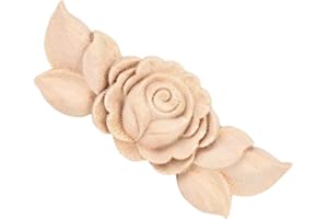 Mumusuki 4 Stück Holzblume Geschnitzte Ecke Onlay Applique Türschrank Vintage Style Möbel DIY Home Tür Wandschrank Rahmen Dekor(D)