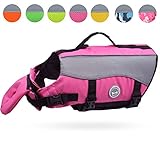 SEGURIDAD: Mejorado con tela oxford ripstop 600D, nuestro chaleco salvavidas para perros es más duradero que los normales. Construido con relleno extra, hasta un 50% más de flotación manteniendo a su cachorro a salvo en el agua