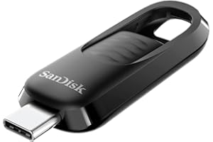SanDisk 128GB Ultra Slider USB Type-C flash drive, USB stick, memory stick with fast performance, up to 400 MB/s read speeds, USB 3.2 Gen 1, retractable connector, keyring, Black